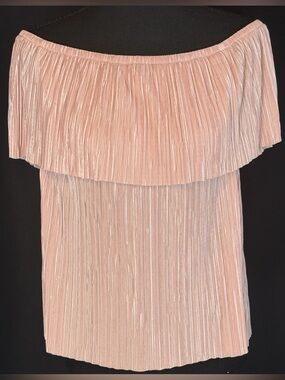 1.STATE Blush Pleated Off-the-Shoulder Top | Size Small | Feminine & Elegant
